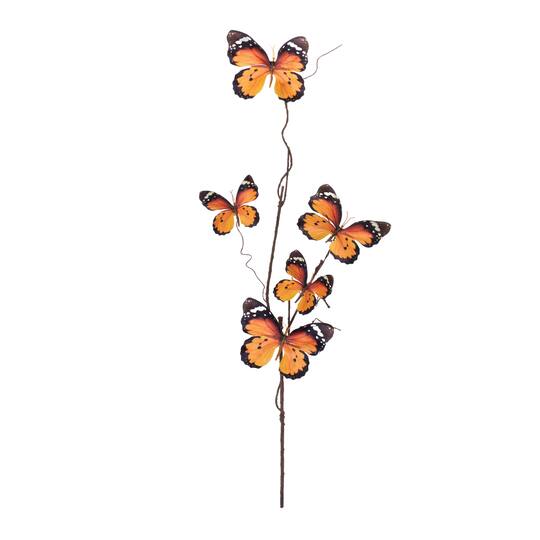 32" Orange & Black Toned Butterfly Twig Sprays, 6ct.